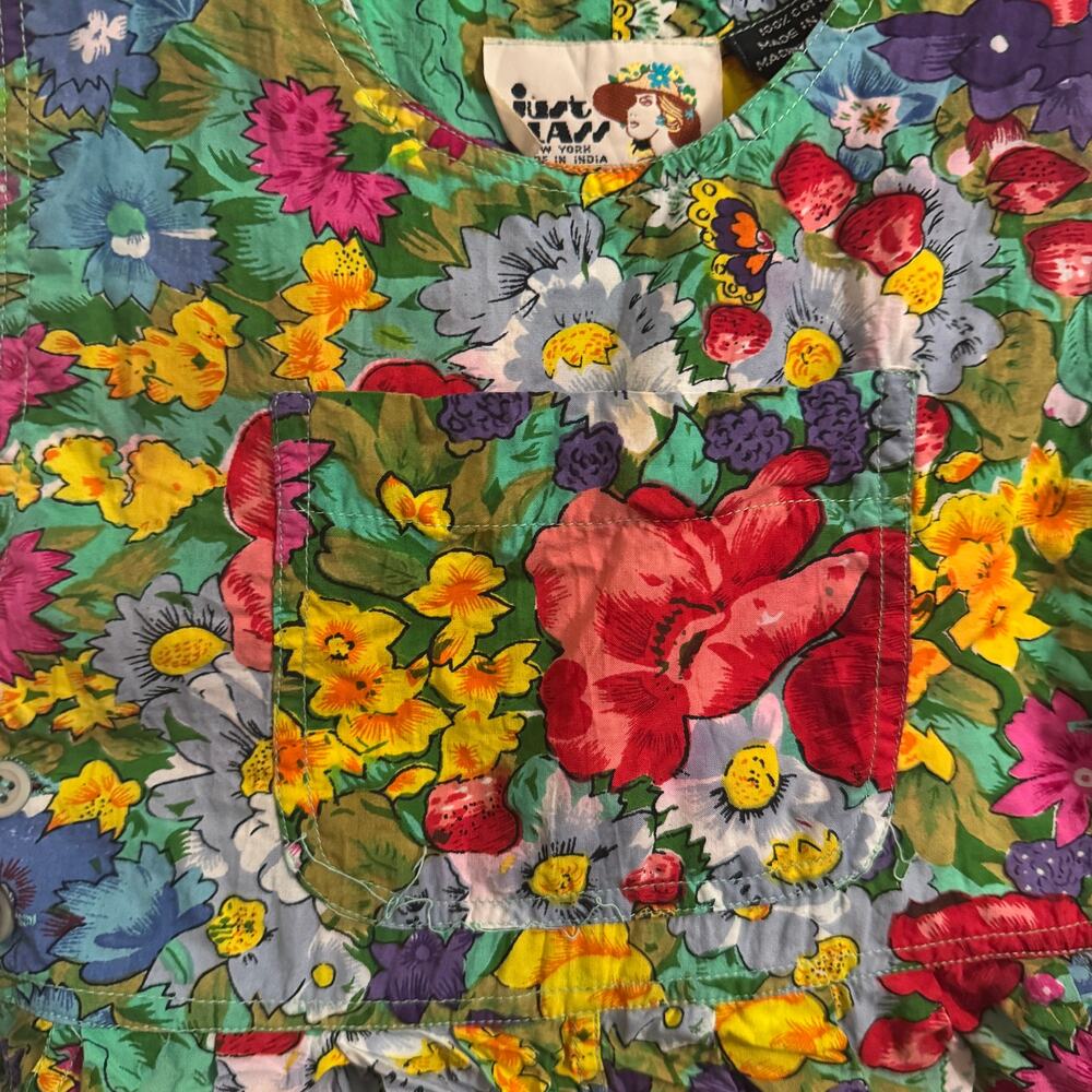 Romper Cottagecore Grannycore Rainbow Vintage 80s Vibrant Cotton Floral Romantic